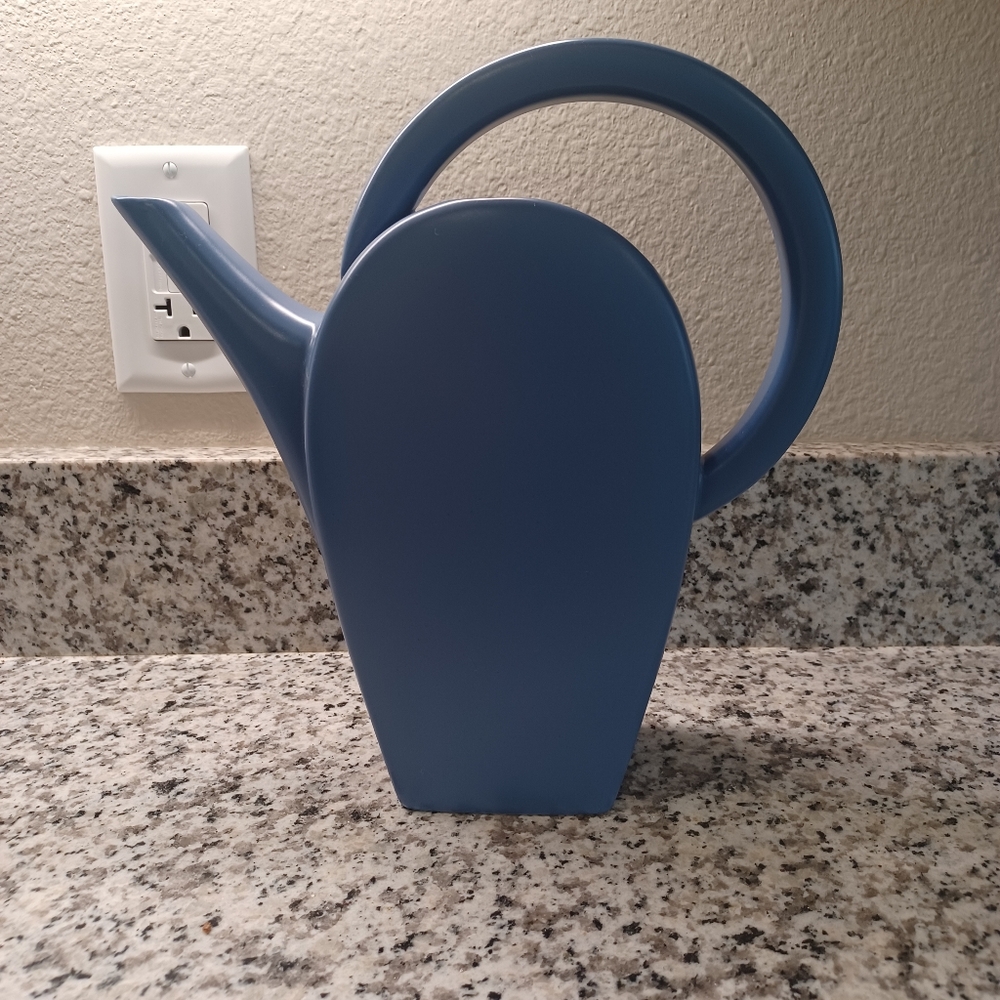 Stylish Deco Ceramic Blue Watering Can Sky Blue Made In Portugal